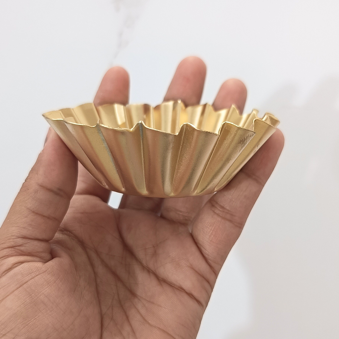 3" Golden Metal Flower Shape Urli for Candle Making and Home Decor (1Pcs)