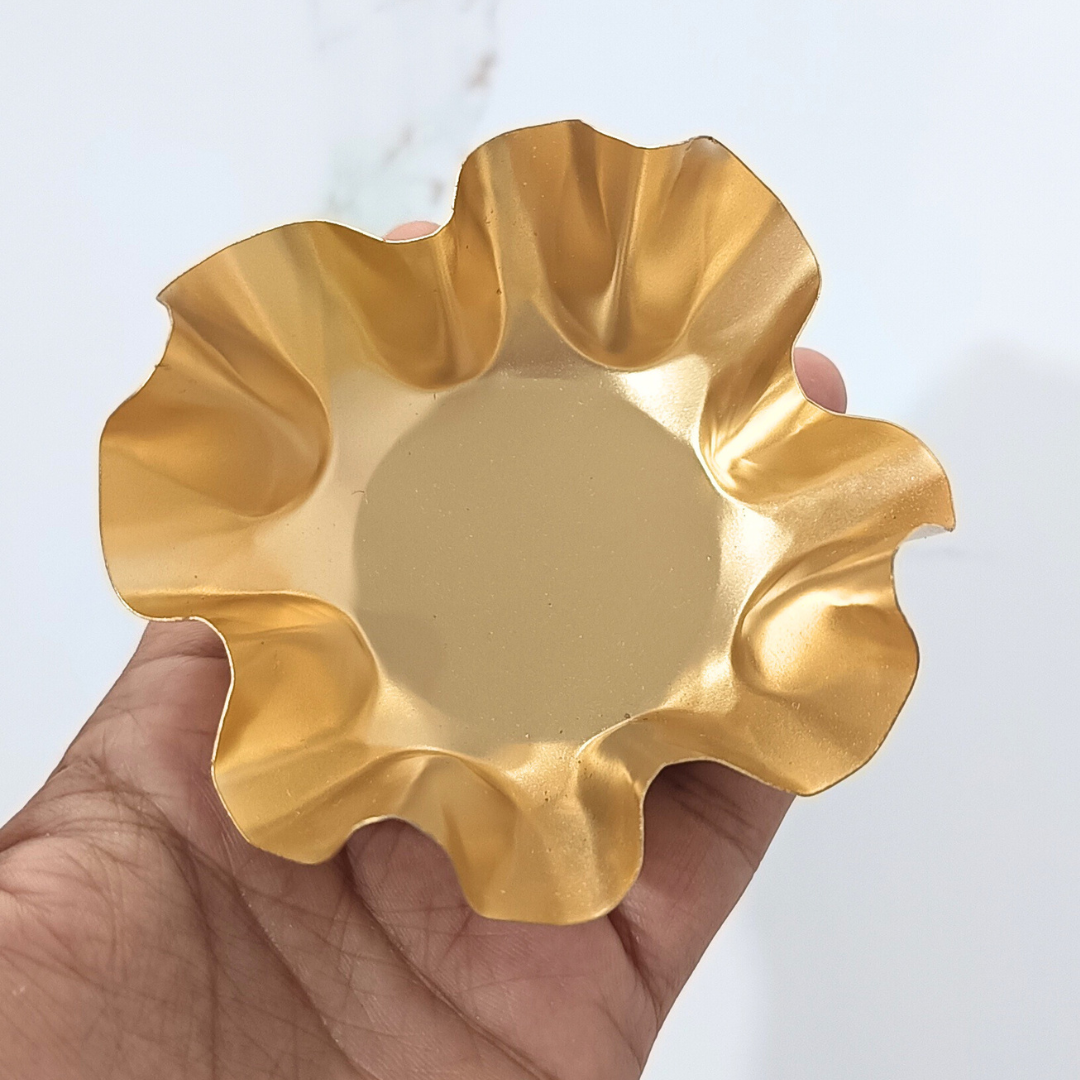 3.5" Golden Metal lotus piyali Urli for Candle Making and Home Decor