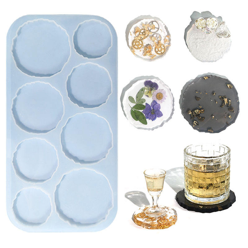 4 Sizes Coaster, Keychain or Earing Making Silicone Mould for Resin Art | 8 in 1 Cavity Mould