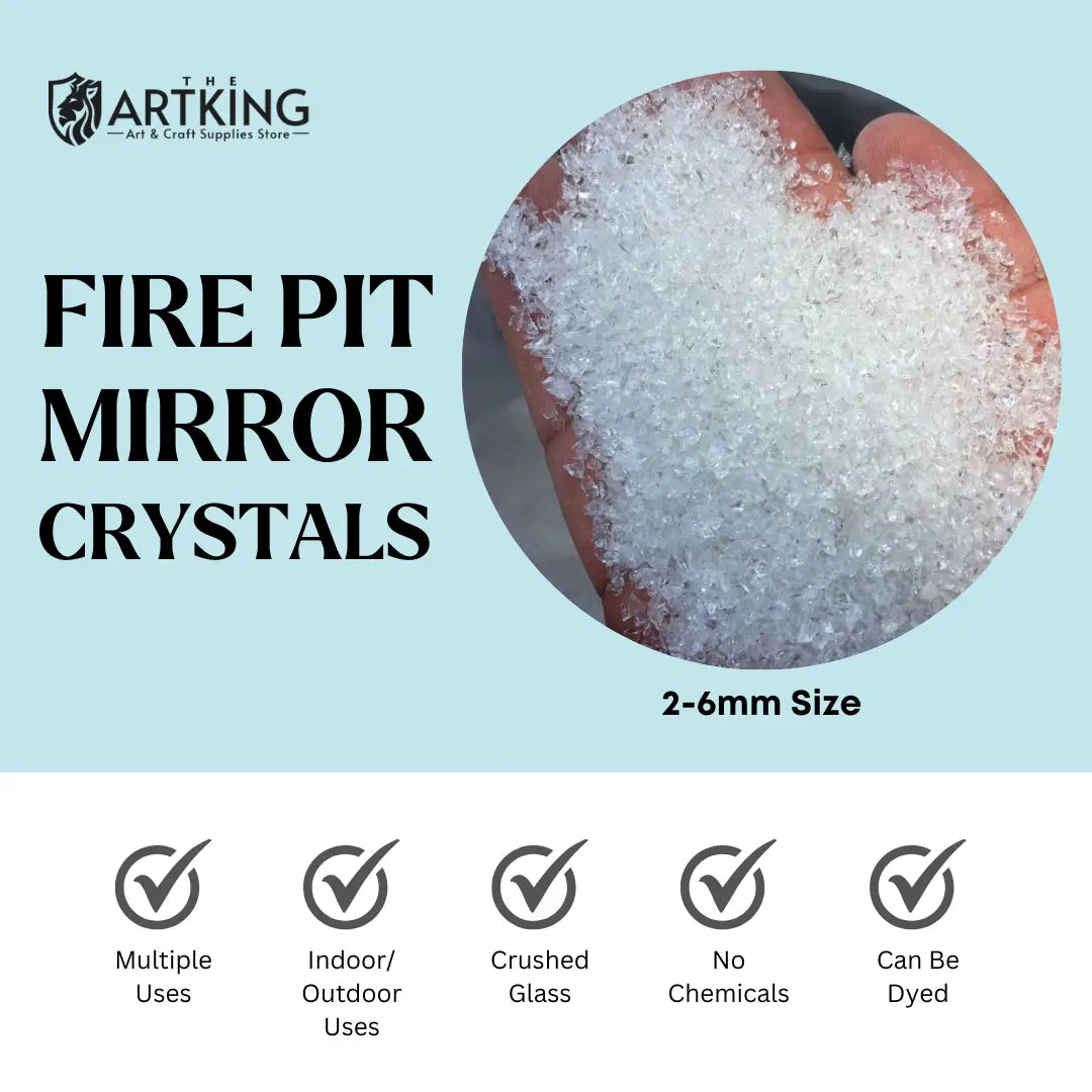 Transparent Firepit Mirror Stones Crystal Clear 2-4mm Crushed Stone for Resin Art, Geode Art | Heat Resistant Decorative Glass Crystals