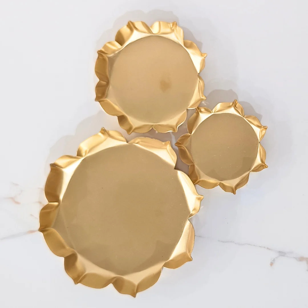 3.5" Golden Metal lotus Shape Urli for Candle Making and Home Decor (1Pcs)