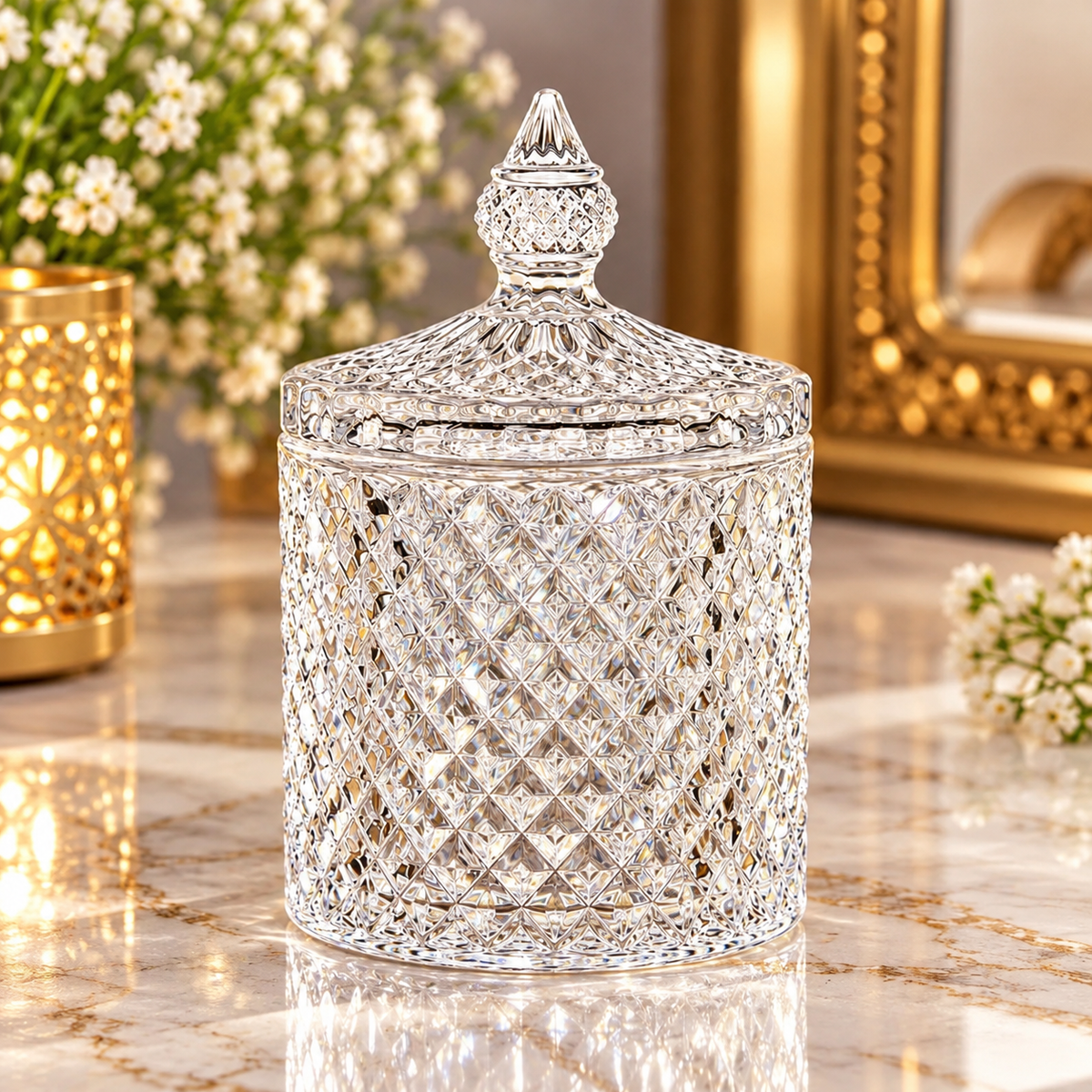 Diamond Cut Storage Jar (1 Pc)