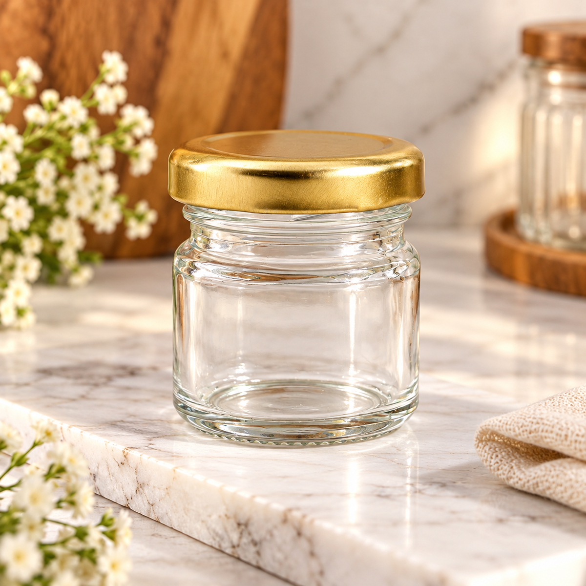 Transparent Jar & Metal Lid (4 Pc)
