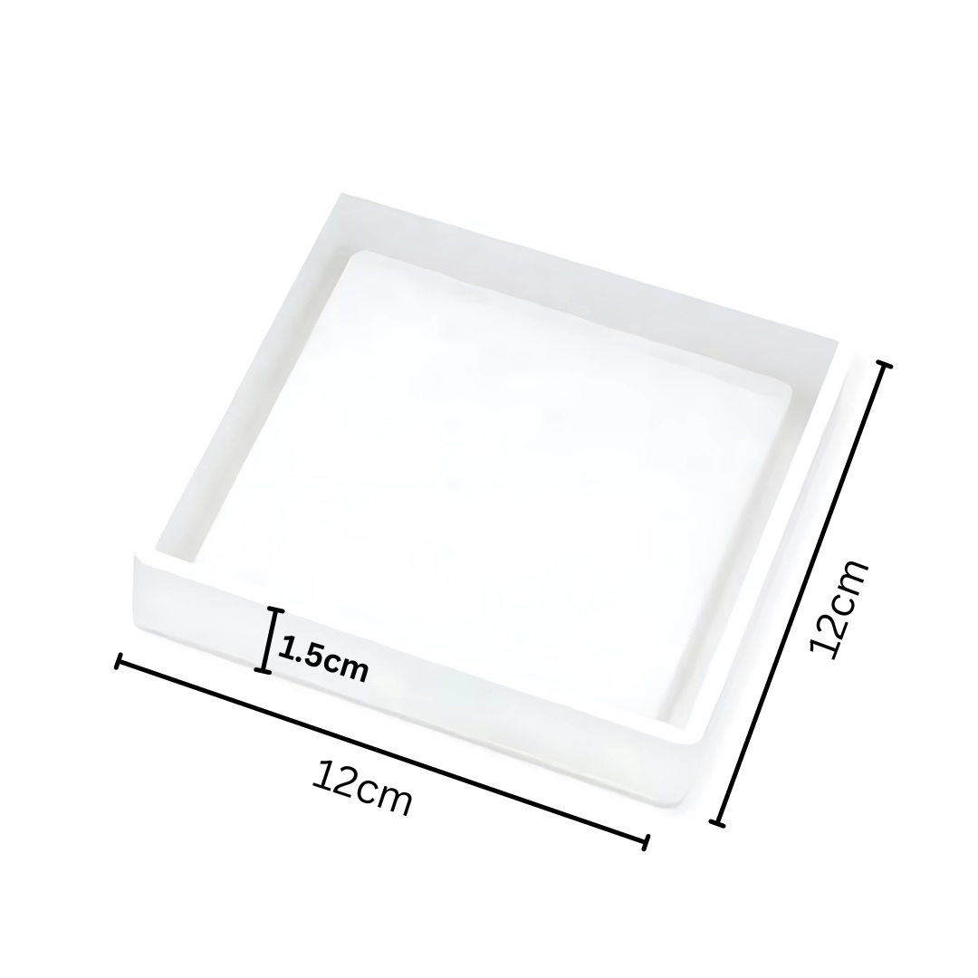 Hexagon and Square Coaster Tray Silicone Mould with Borders for Resin & Concrete Art & Craft | Small Border Tray (2 designs)