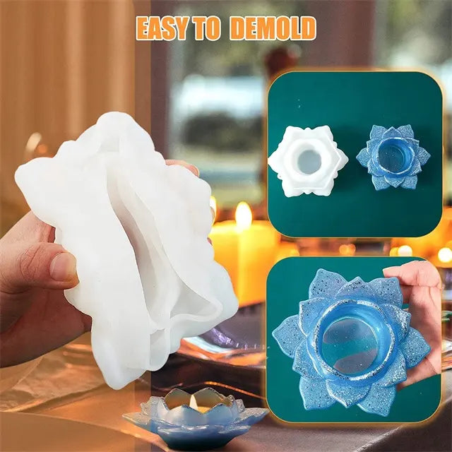 Lotus Flower Candle Tealight Making Silicone Mould for Resin Art & Craft | Lotus Shaped Tealight Holder or Bowl Making Mould (2 Designs)