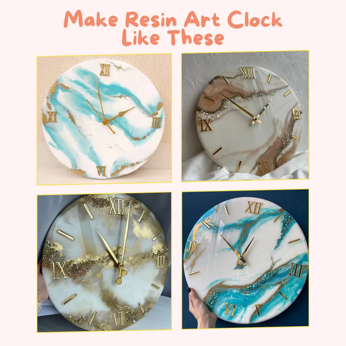 9" Resin Art Clock Making Kit | DIY Resin Art Kit | Wall Clock Making Kit