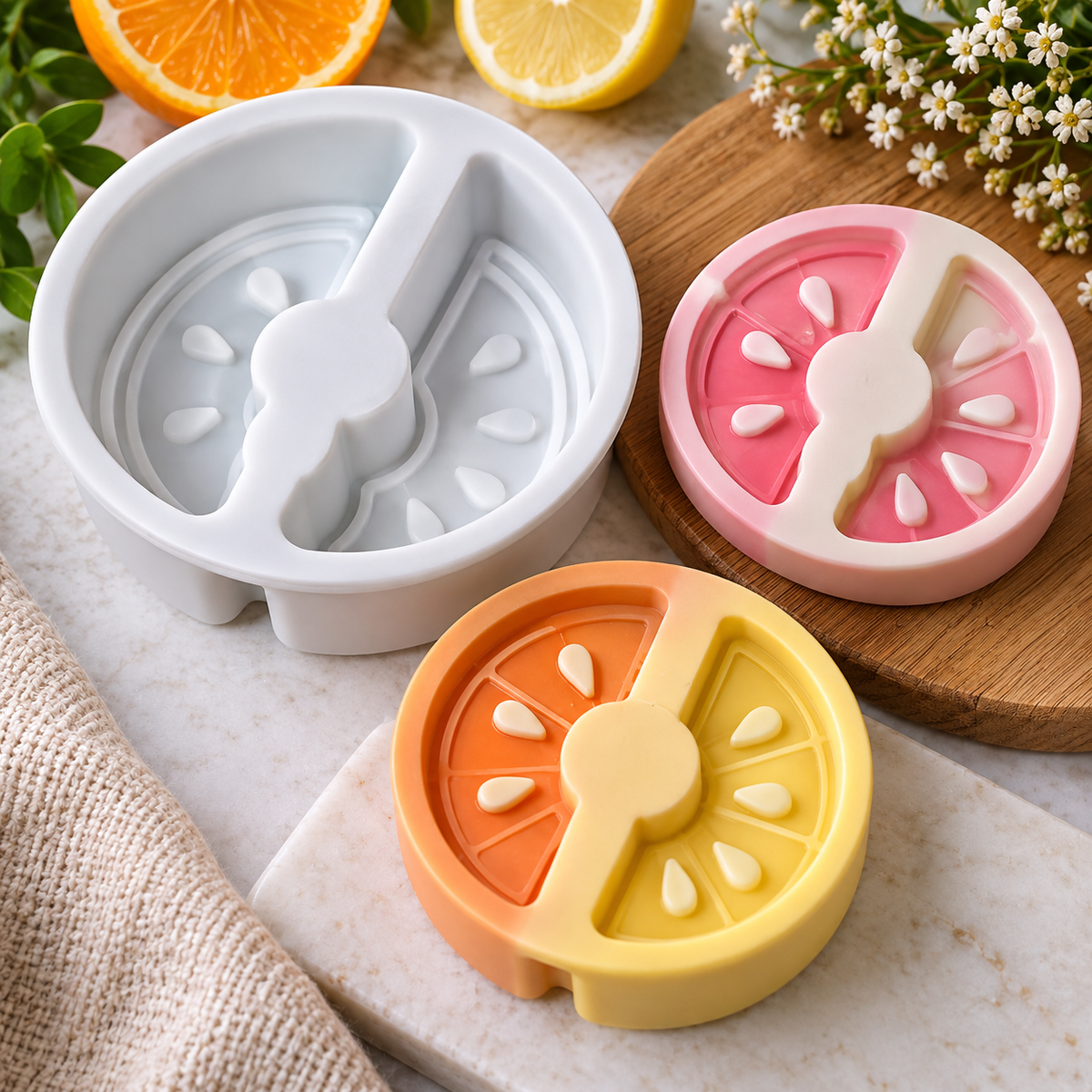 2 Cavity Watermelon Slice Soap & Candle Mould (1 Pc)