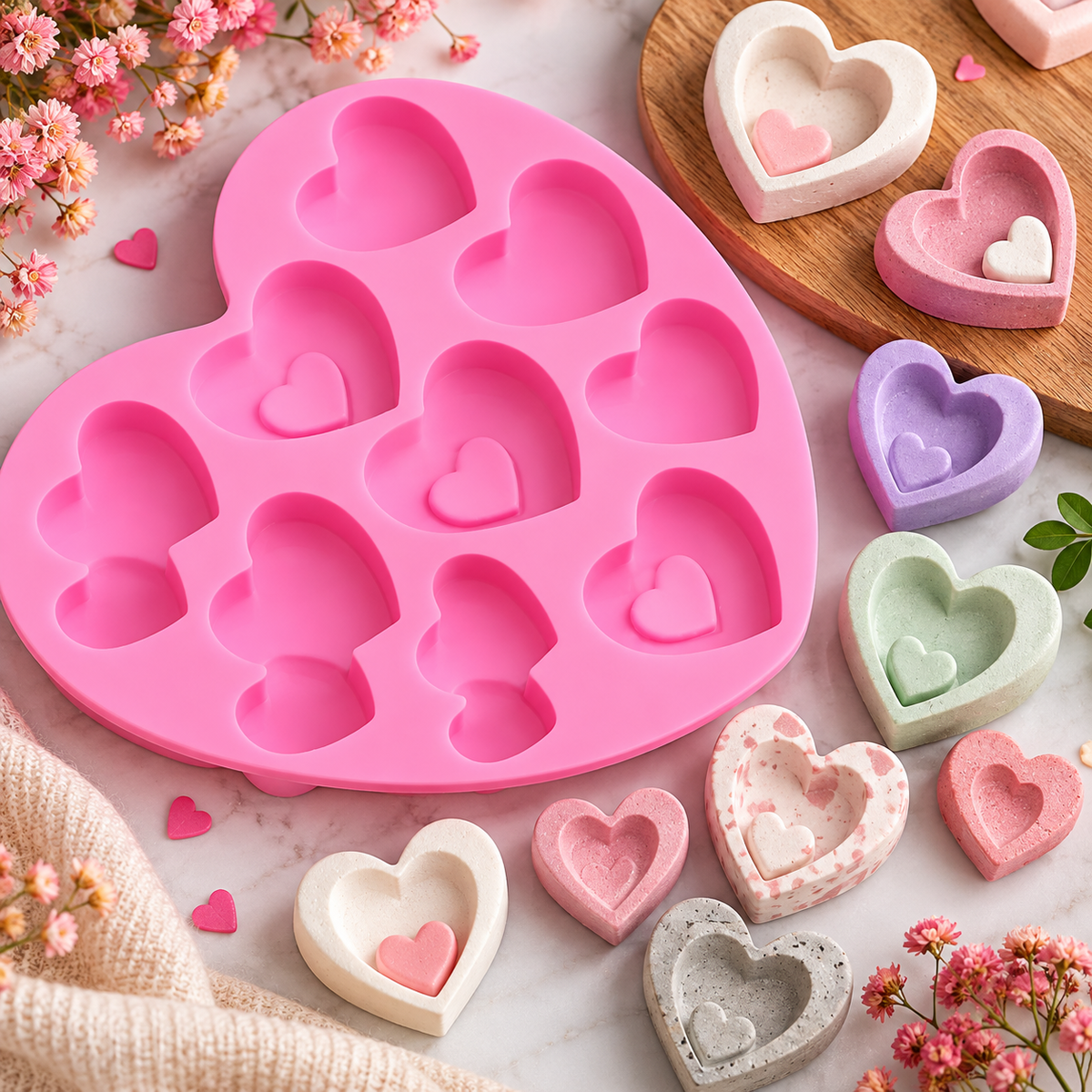 9 Cavity Heart Shape Mould (1 Pc)