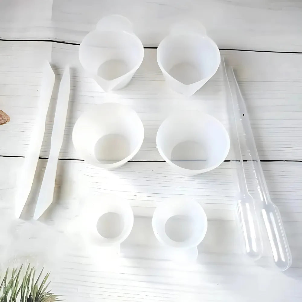 Resin Pouring & Mixing Cups Set of Silicone | 6 Measuring Cups, 2 Droppers, 2 Silicone Mixing Sticks
