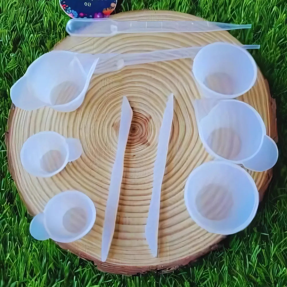 Resin Pouring & Mixing Cups Set of Silicone | 6 Measuring Cups, 2 Droppers, 2 Silicone Mixing Sticks