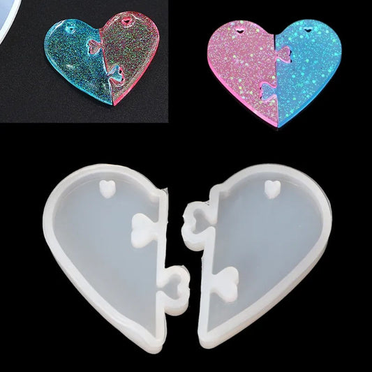 Broken Heart Pendent in 2 Pieces Silicone Mould for Resin Art