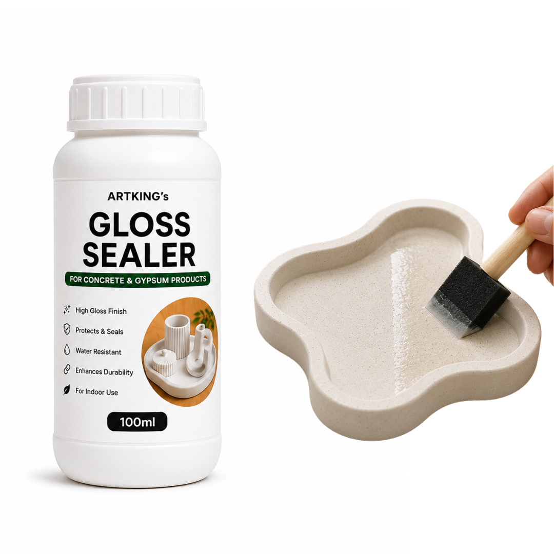 ArtKing's Premium Gloss Sealer for Protective Gloss Coating for Concrete Art, Jesmonite, Wood & Canvas