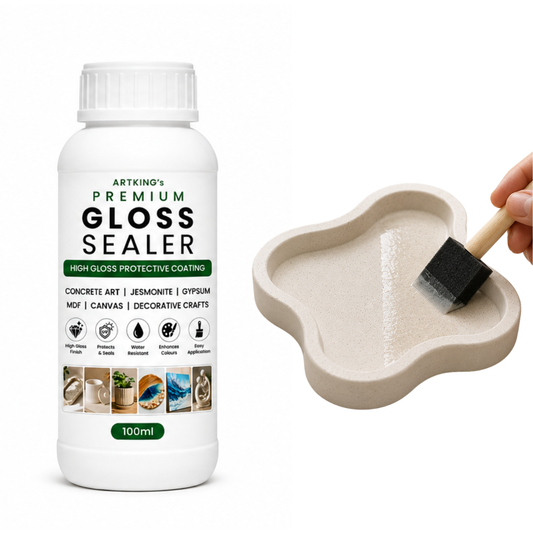 Premium Gloss Sealer, High Gloss Clear Finish | Water Resistant Protective Coating for Concrete Art, Jesmonite, Gypsum, MDF, Canvas (100ml)