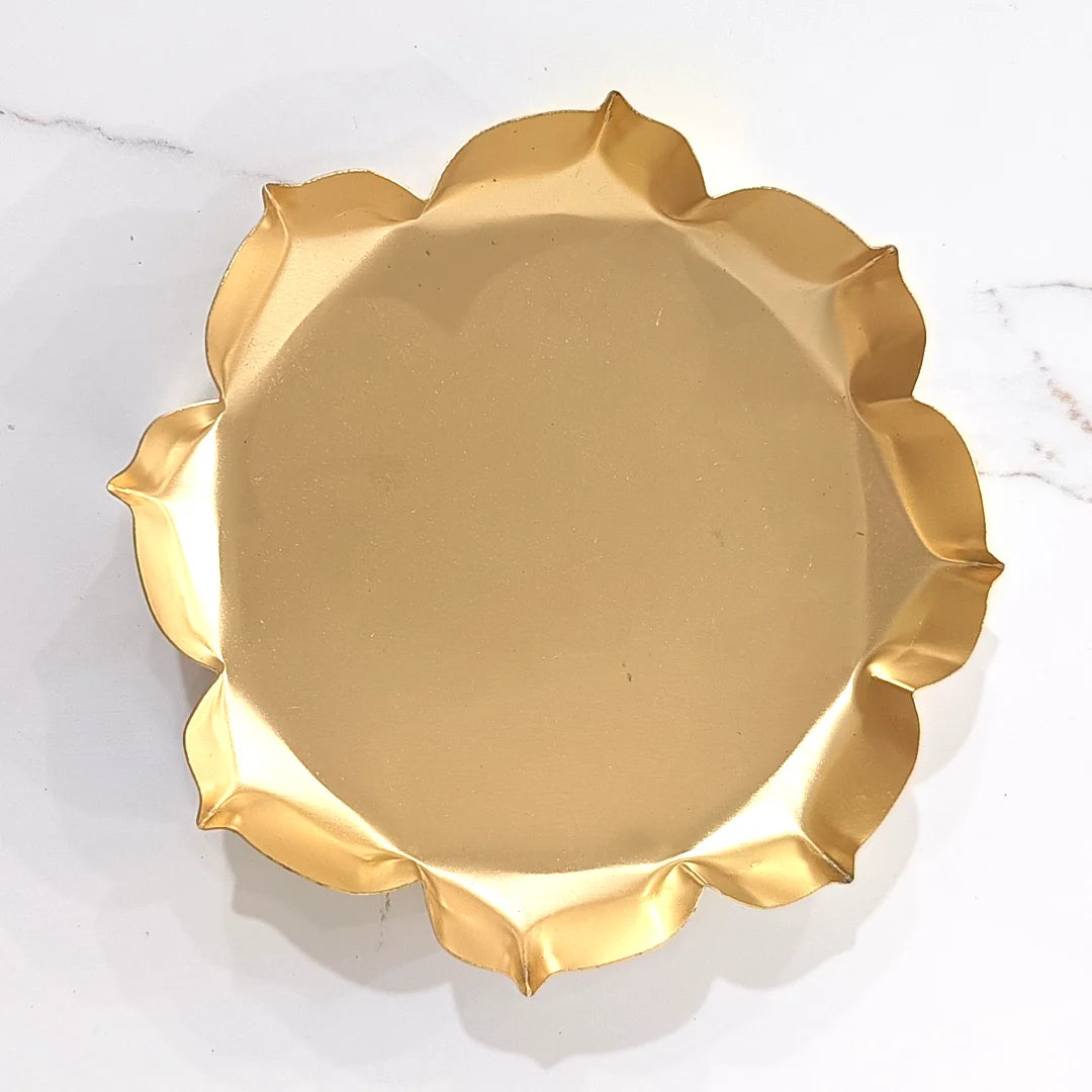 6.5" Golden Metal lotus Shape Urli for Candle Making and Home Decor