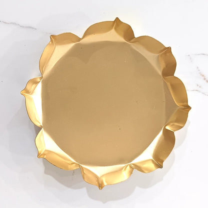 6.5" Golden Metal lotus Shape Urli for Candle Making and Home Decor