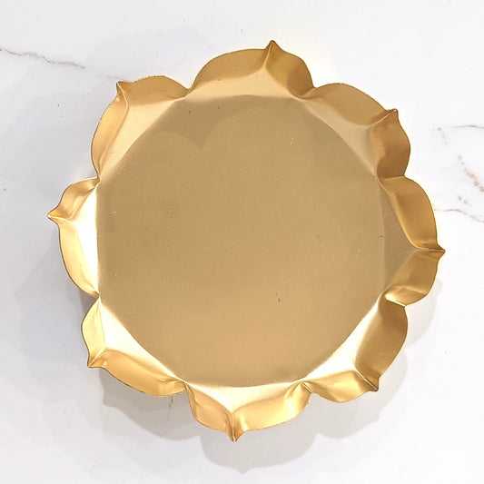 6.5" Golden Metal lotus Shape Urli for Candle Making and Home Decor