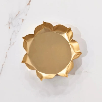 4.5" Golden Metal lotus Shape Urli for Candle Making and Home Decor