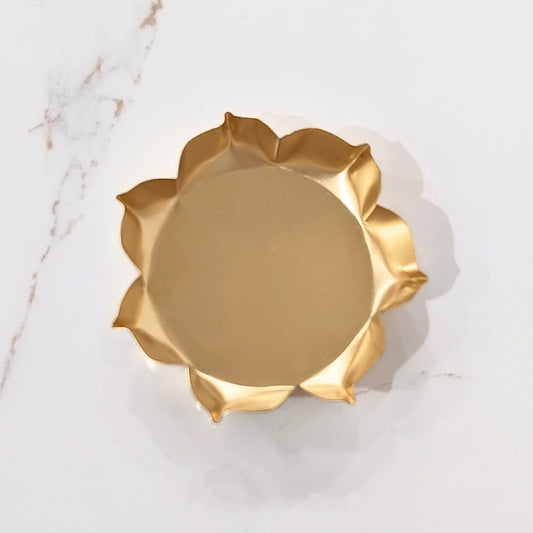 4.5" Golden Metal lotus Shape Urli for Candle Making and Home Decor