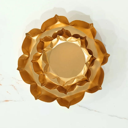 3.5" Golden Metal lotus Shape Urli for Candle Making and Home Decor (1Pcs)