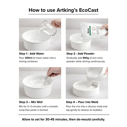 EcoCast Eco Resin Powder Kit with Lotus Tealight Silicone Mould and 50ml Gloss Sealer | Complete Home Décor Craft Kit