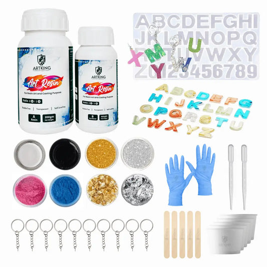 Alphabet Keychain Making Combo Kit | 300g Resin Kit | Resin Art Kit