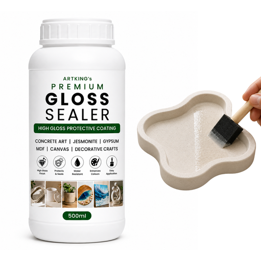 Premium Gloss Sealer, High Gloss Clear Finish | Water Resistant Protective Coating for Concrete Art, Jesmonite, Gypsum, MDF, Canvas (500ml)