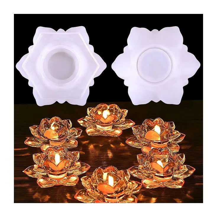 Lotus Flower Candle Tealight Making Silicone Mould for Resin Art & Craft | Lotus Shaped Tealight Holder or Bowl Making Mould (2 Designs)