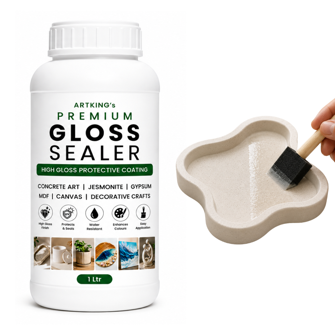 Premium Gloss Sealer, High Gloss Clear Finish | Water Resistant Protective Coating for Concrete Art, Jesmonite, Gypsum, MDF, Canvas (1000 ml)