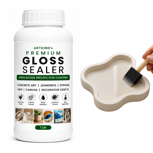 Premium Gloss Sealer, High Gloss Clear Finish | Water Resistant Protective Coating for Concrete Art, Jesmonite, Gypsum, MDF, Canvas (1000 ml)