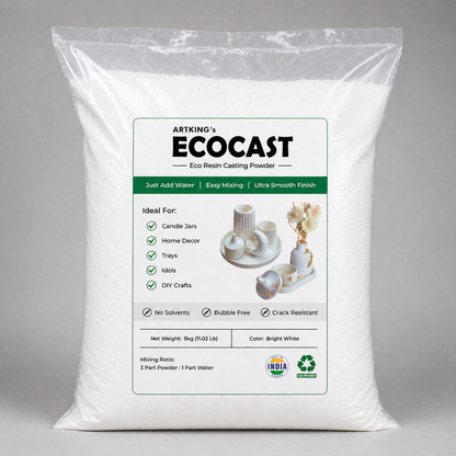 ARTKING ECOCAST Eco Resin Casting Powder – Just Add Water | Bubble-Free | Crack Resistant | Ideal for Candle Jars, Home Decor & DIY Crafts