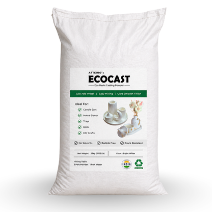 ARTKING ECOCAST Eco Resin Casting Powder – Just Add Water | Bubble-Free | Crack Resistant | Ideal for Candle Jars, Home Decor & DIY Crafts
