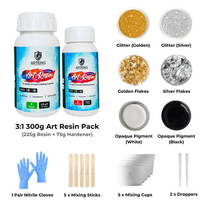 THE ARTKING 3 : 1 Epoxy Resin Art Starter Kit Combo | 11 Pieces Combo Kit | Resin Art Kit