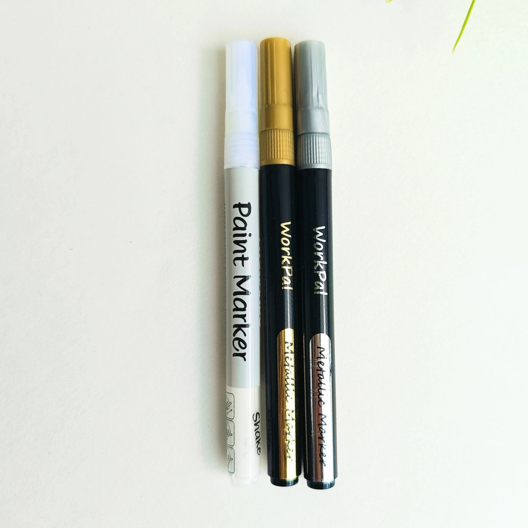 Golden, Silver & White Thin Marker (3pcs)