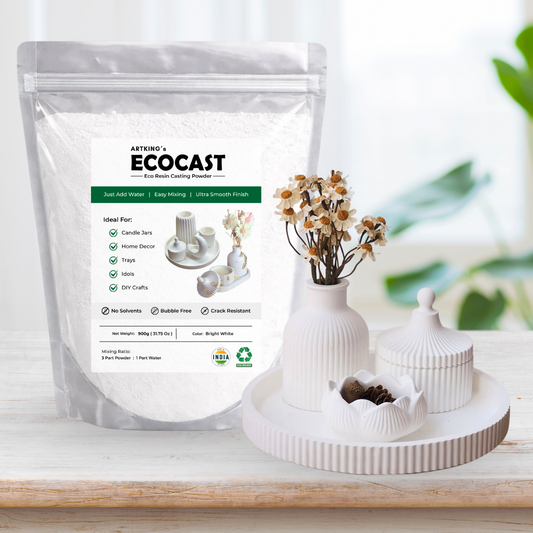 ARTKING ECOCAST Eco Resin Casting Powder – Just Add Water | Bubble-Free | Crack Resistant | Ideal for Candle Jars, Home Decor & DIY Crafts