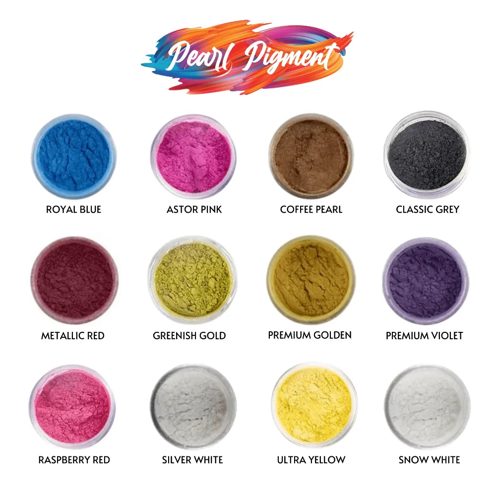 Mica Pearl Powder Pigments - Set of 12 Shades