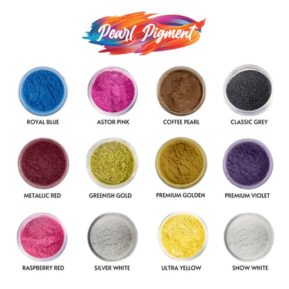 Mica Pearl Powder Pigments - Set of 12 Shades