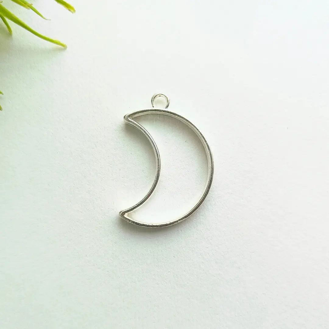 Silver Pendant Bezel - Moon Shape