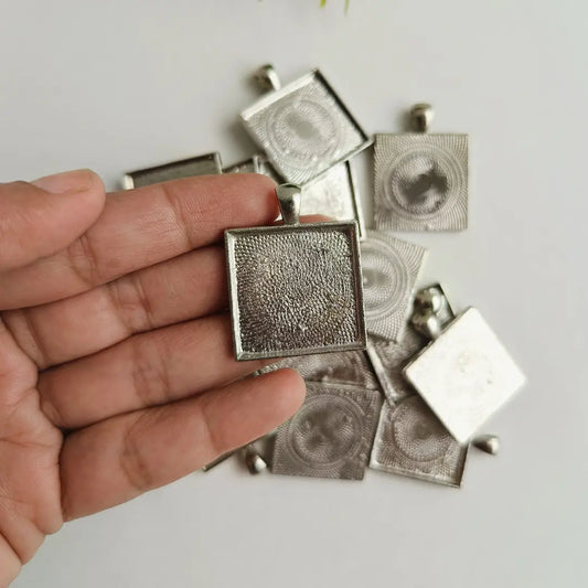 Silver Square Pendant Hollow