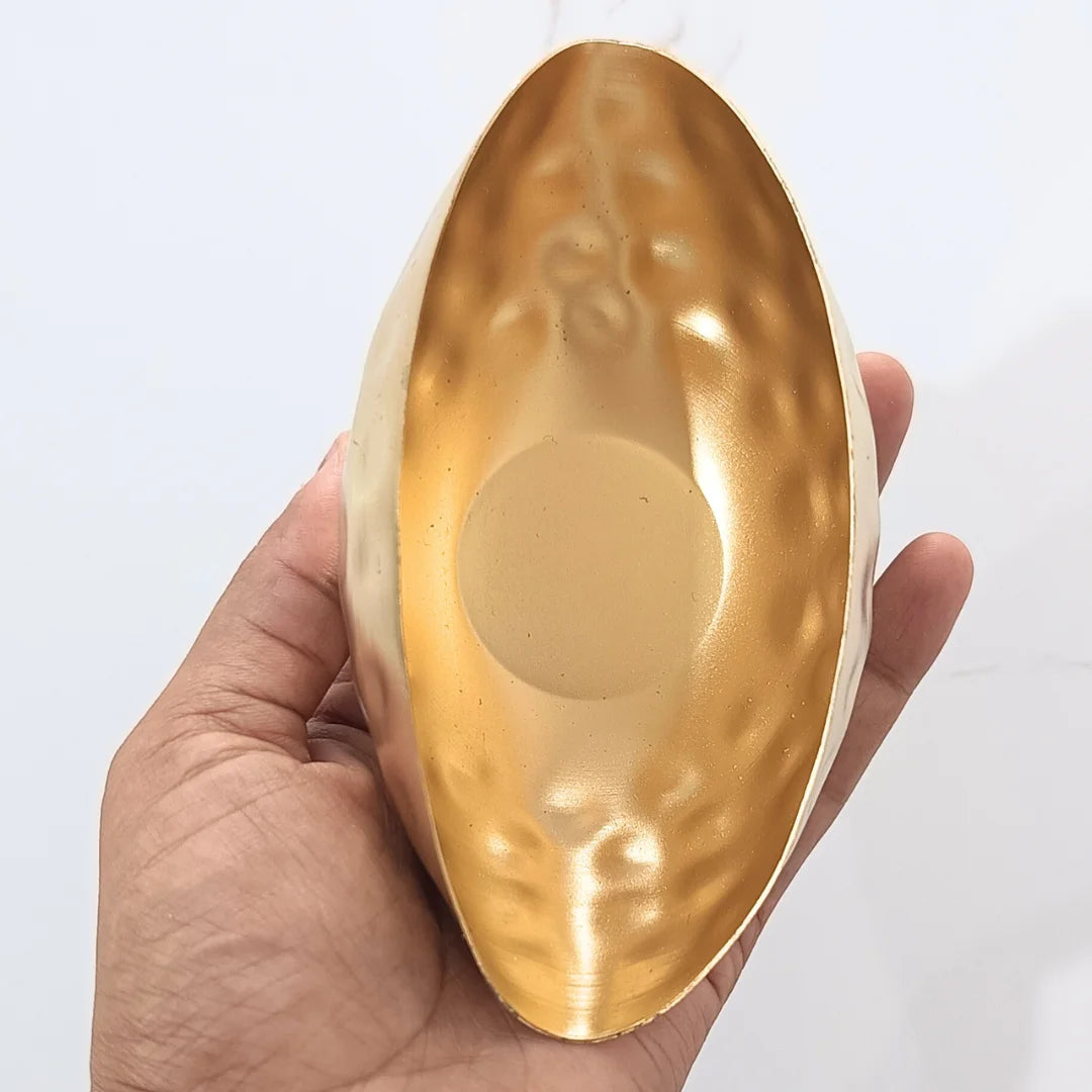 4.5" Golden Metal Eye Shape Urli for Candle Making and Home Decor