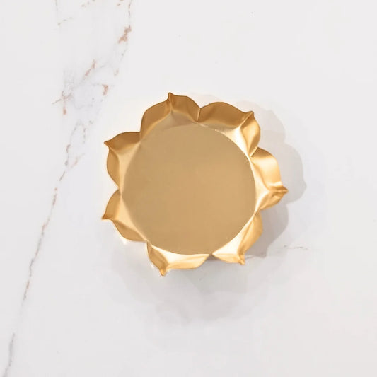 3.5" Golden Metal lotus Shape Urli for Candle Making and Home Decor (1Pcs)