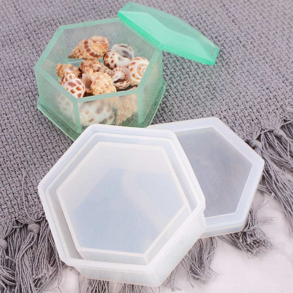 Hexagon Jewellery Box Making Silicone Mould for Resin Art | Resin Container Making Mould