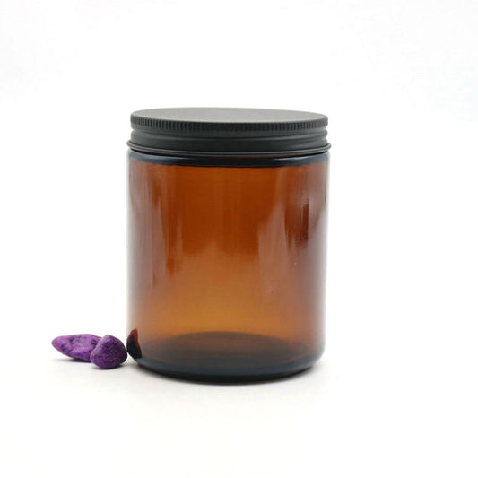 250ml Amber Glass Jar with Black Metal Cap for Candle Making