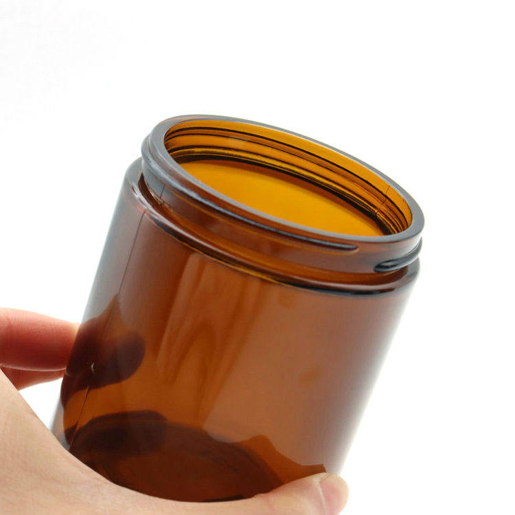 250ml Amber Glass Jar with Black Metal Cap for Candle Making