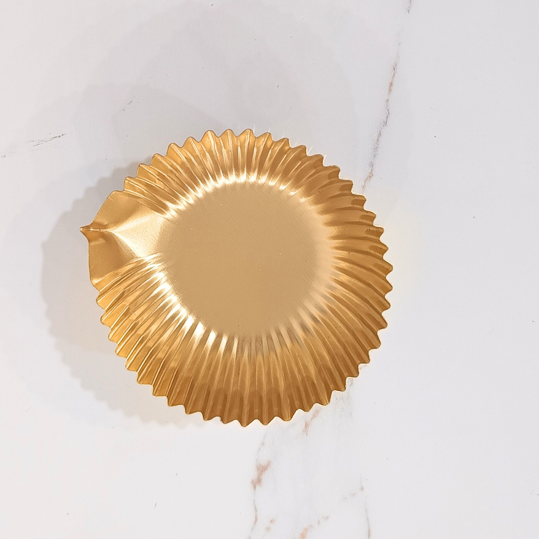 3.5" Golden Metal Diya Shape Urli for Candle Making and Home Decor