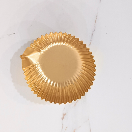 3.5" Golden Metal Diya Shape Urli for Candle Making and Home Decor