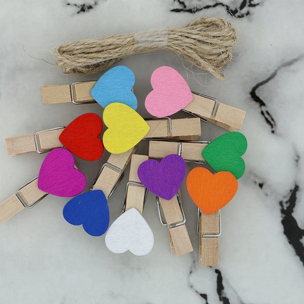Wooden Design Clip Pkt Heart
