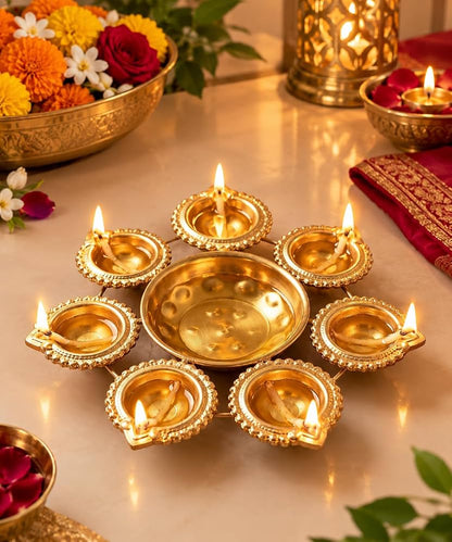 Decorative Metal Diya Urli Bowl (1 Pc)