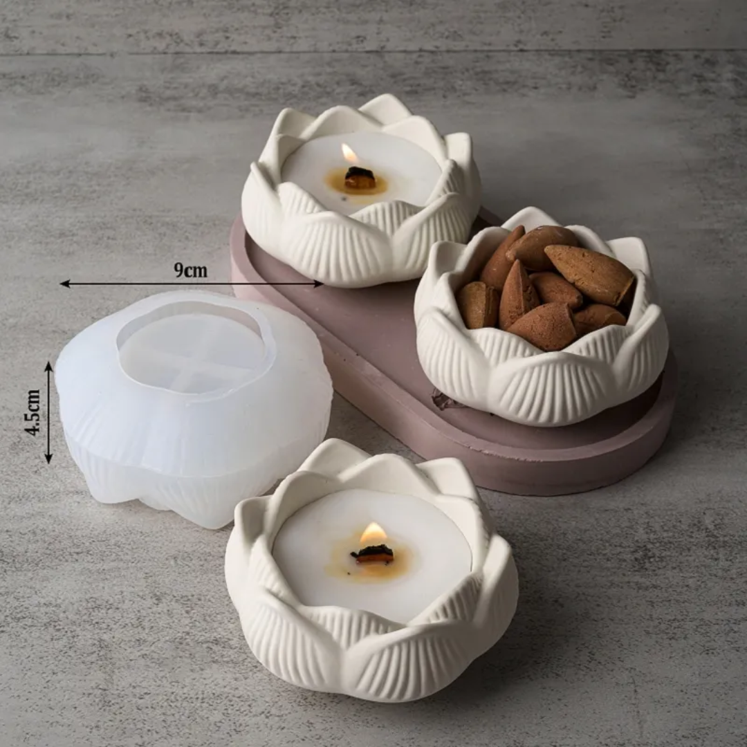 Flower Lotus Candle Holder Mould B