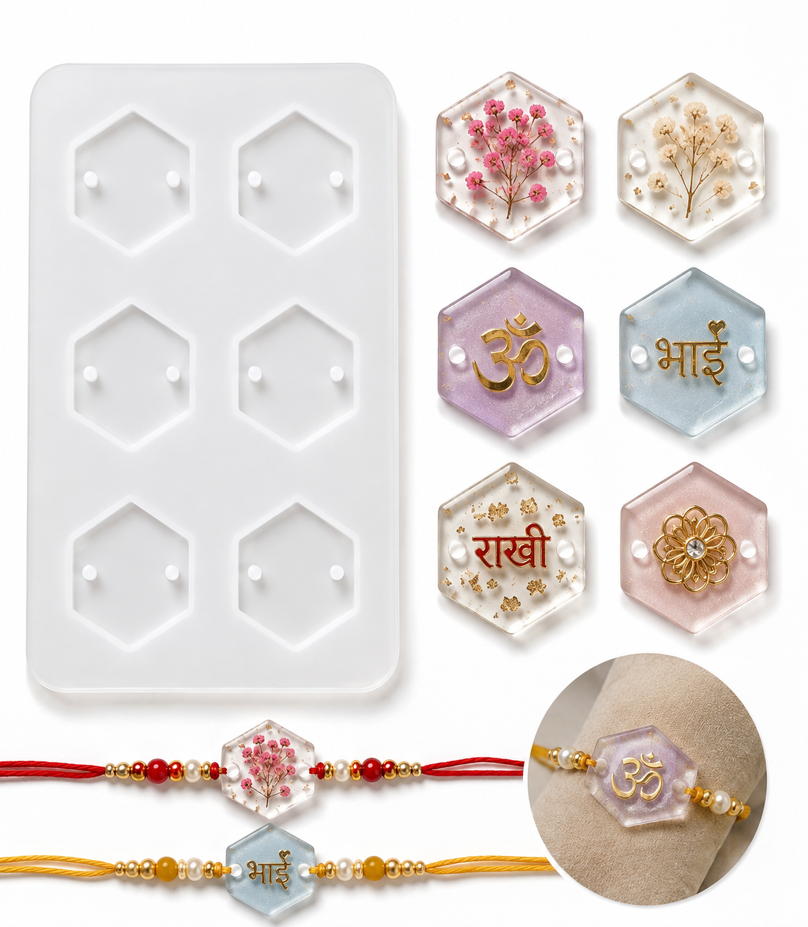 6 Cavity Rhombus Rakhi Mould (1 pc)