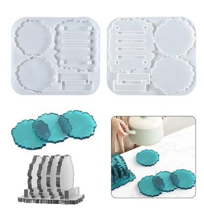 Round Agate Coaster With Stand Set